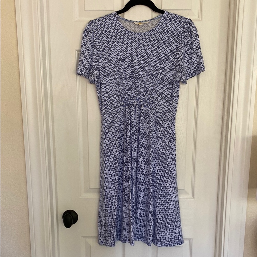 Boden Smocked Jersey Dress Size 2 Bluebell Geo Blooms - Picture 3 of 5